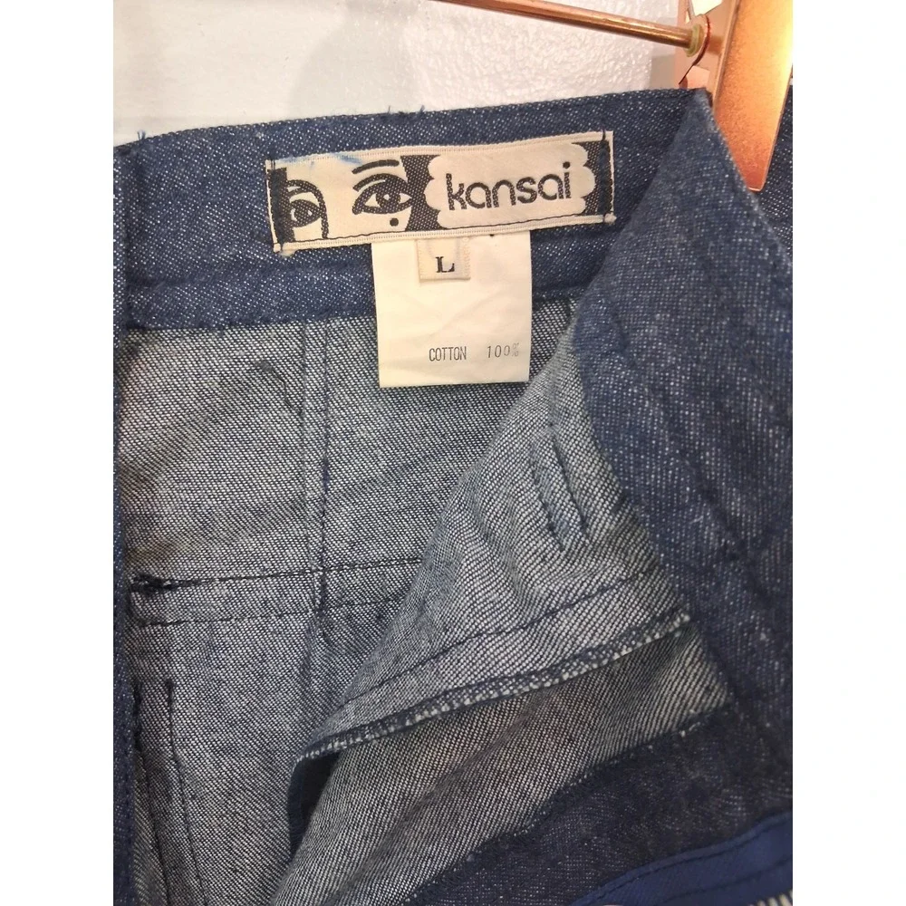 Archival 1980s Kansai Yamamoto Denim Suit Leather Fringe Hannya Mask Japan